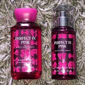 Bath & Body Works Perfect In Pink Travel Body Wash & Fine Fragrance Mist, New